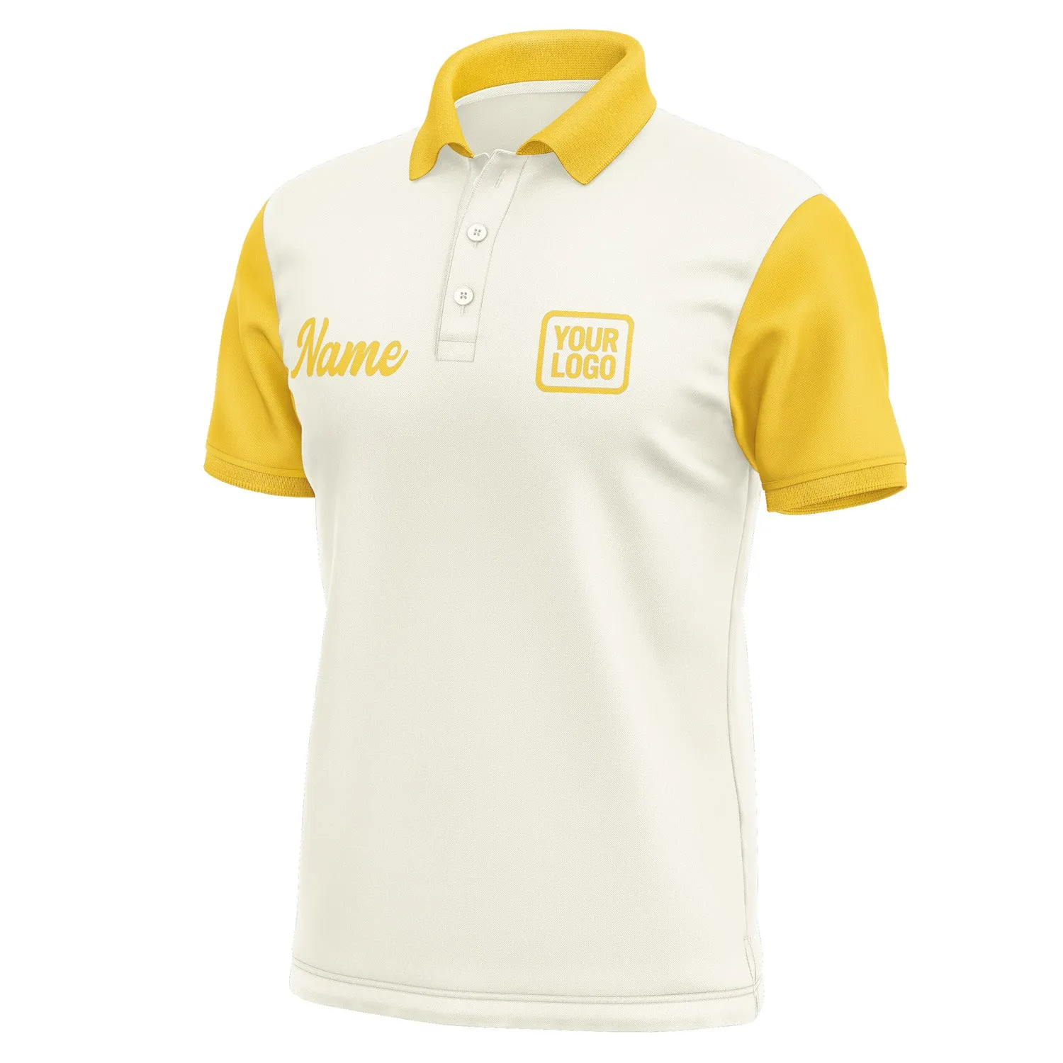 Custom Cream Gold Short-Sleeve Polo Shirt