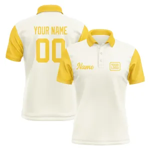 Custom Cream Gold Short-Sleeve Polo Shirt