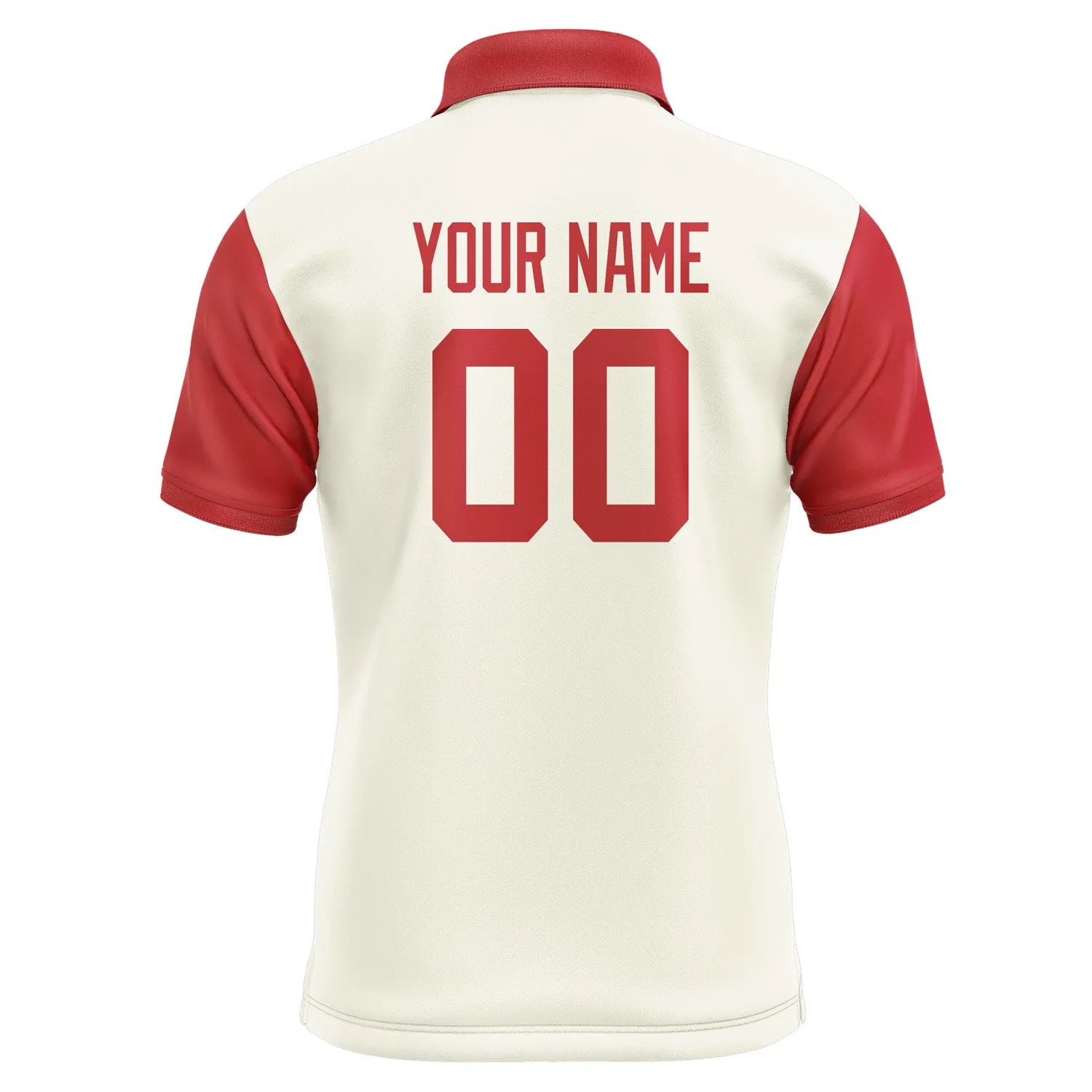 Custom Cream Red Short-Sleeve Polo Shirt