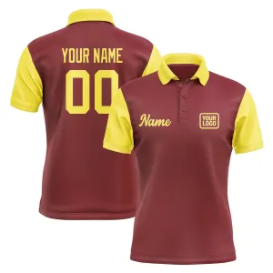 Custom Crimson Red Light Yellow Short-Sleeve Polo Shirt