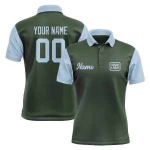 Custom Dark Green Light Blue Short-Sleeve Polo Shirt