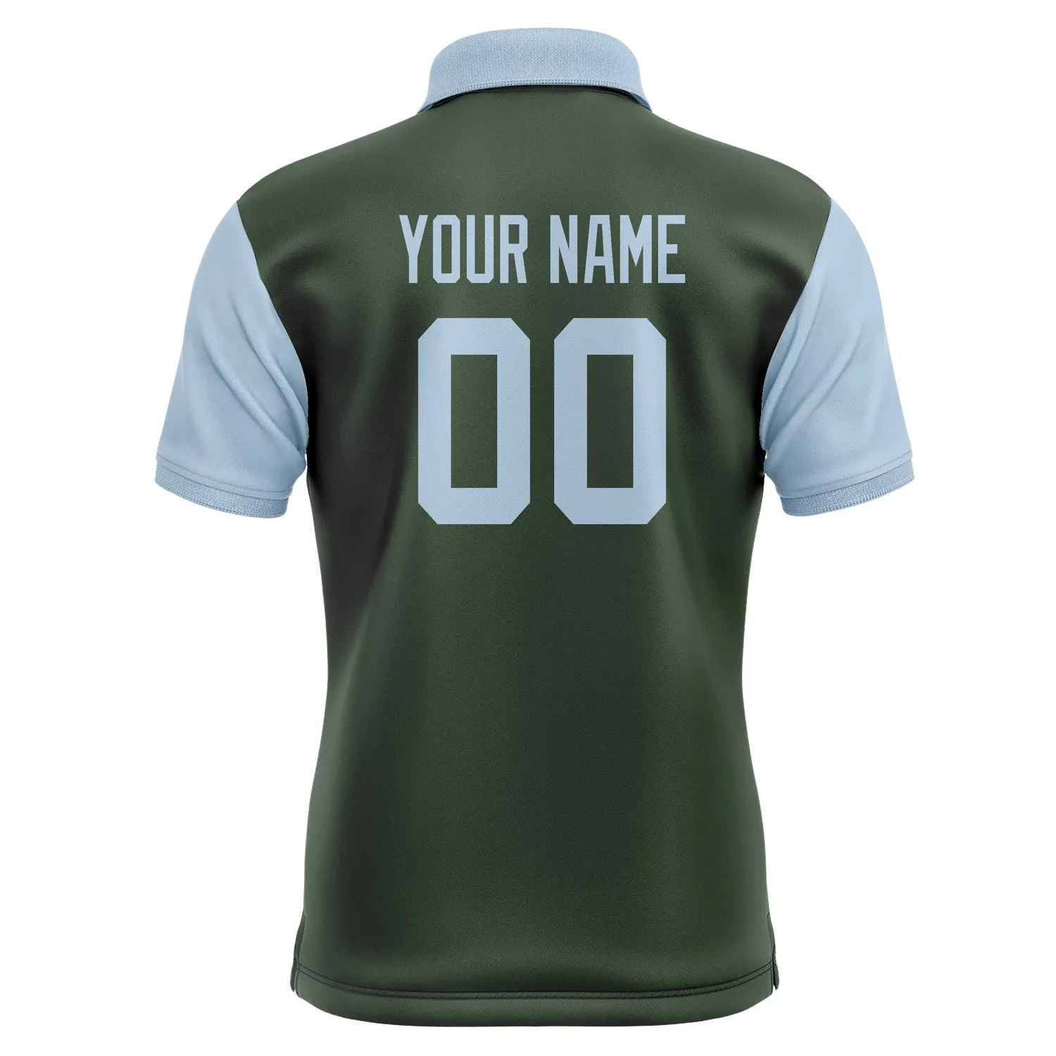 Custom Dark Green Light Blue Short-Sleeve Polo Shirt
