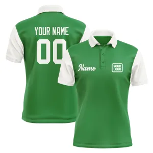Custom Emerald Green White Short-Sleeve Polo Shirt