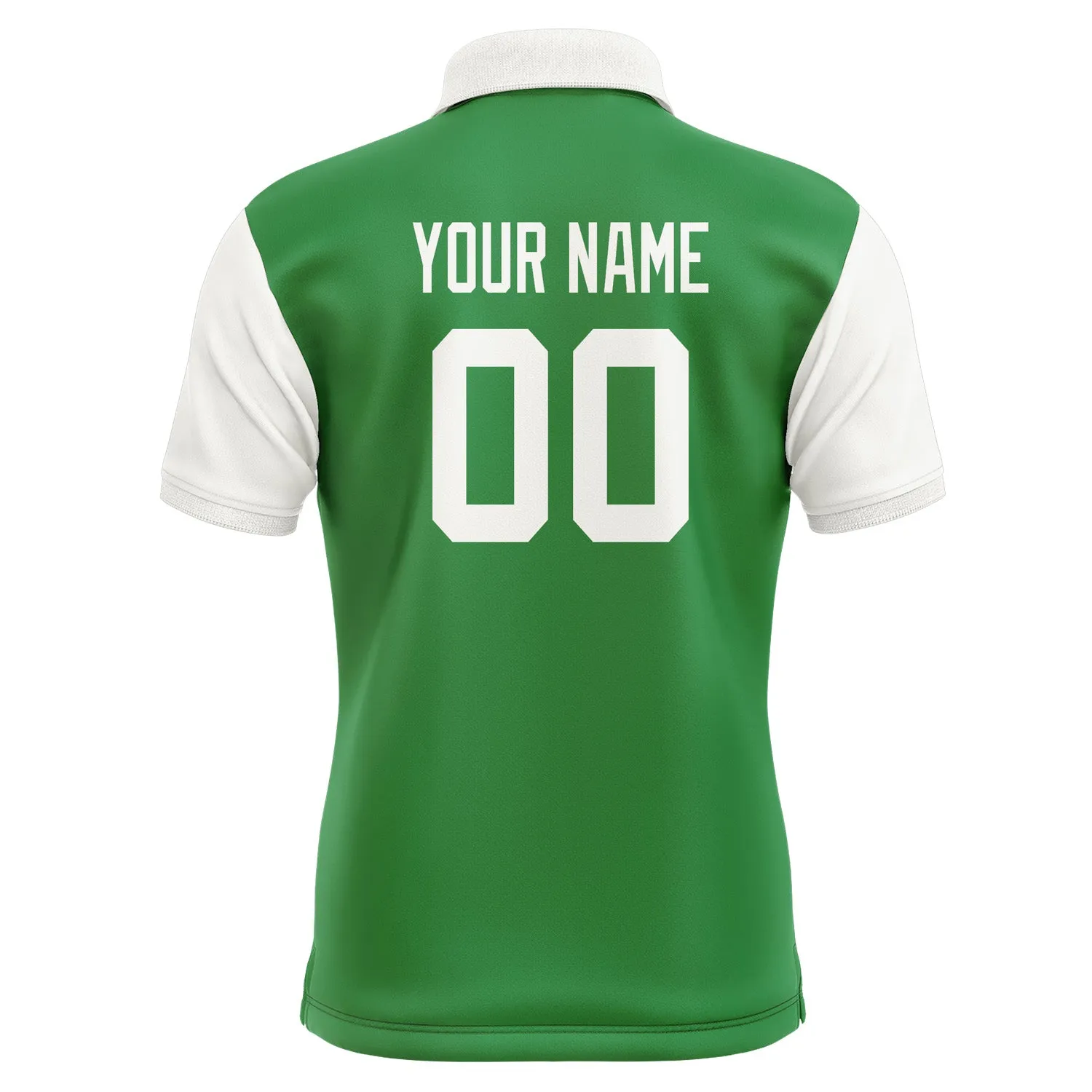 Custom Emerald Green White Short-Sleeve Polo Shirt