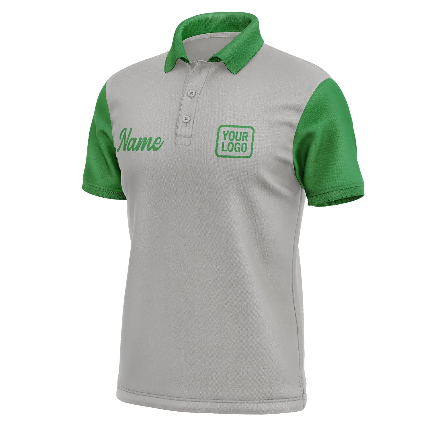 Custom Gray Emerald Green Short-Sleeve Polo Shirt