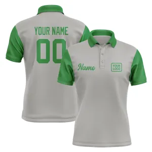 Custom Gray Emerald Green Short-Sleeve Polo Shirt
