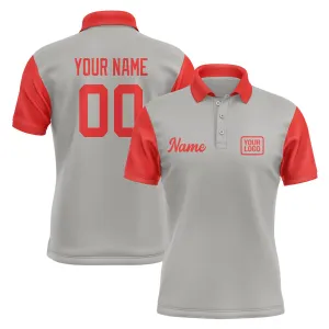 Custom Gray Orange Red Short-Sleeve Polo Shirt