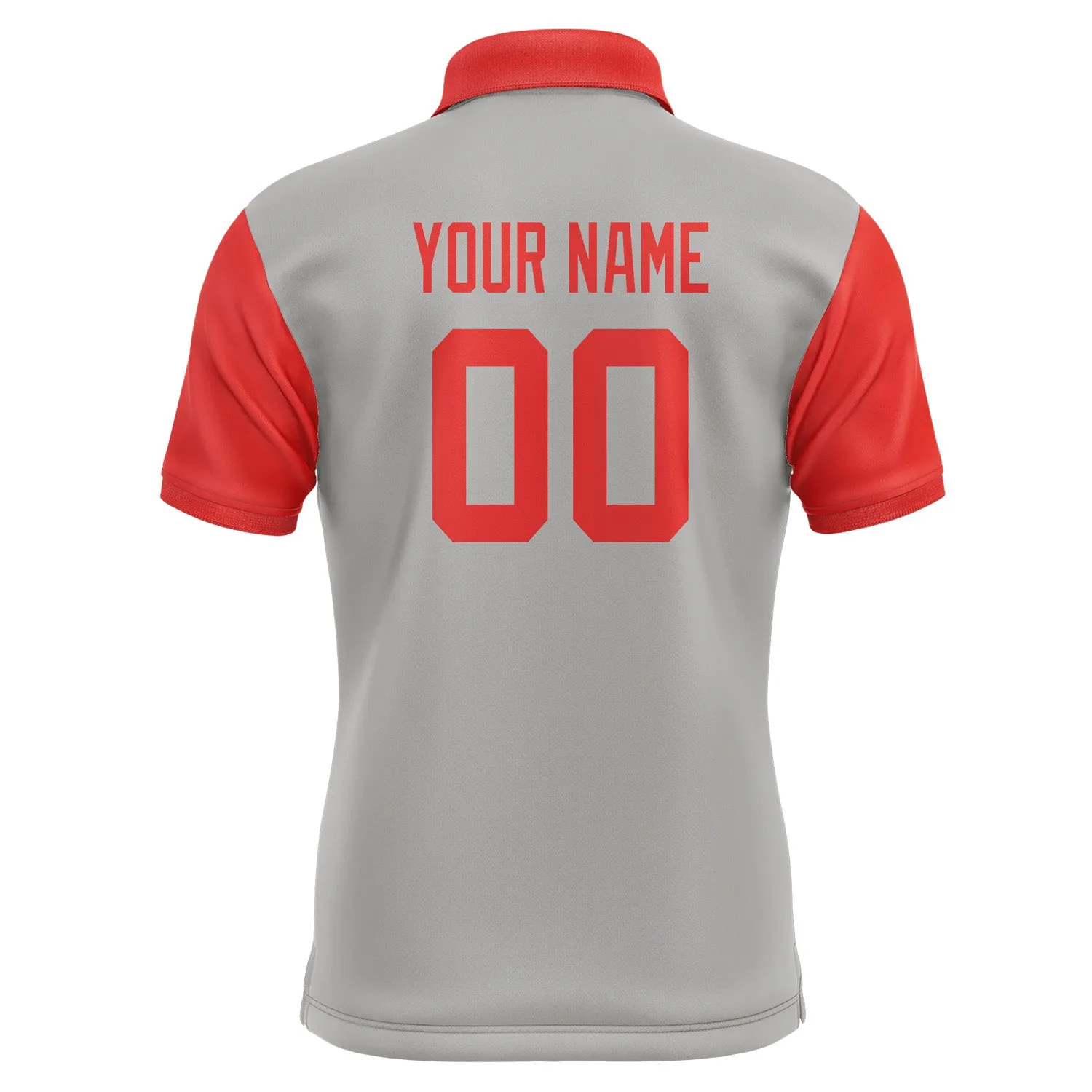 Custom Gray Orange Red Short-Sleeve Polo Shirt