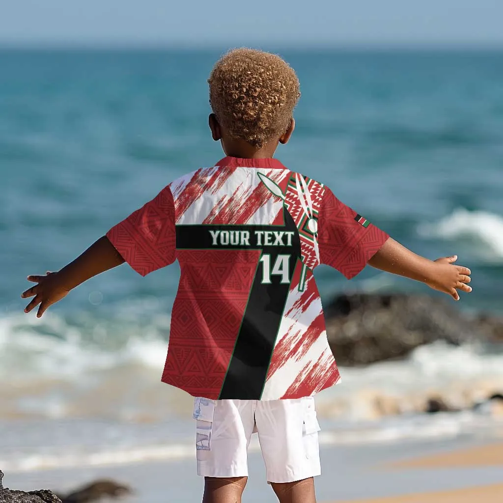 Custom Kenya Rugby Sevens Kid Hawaiian Shirt Maasai Shield With African Pattern LT14