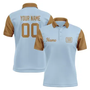 Custom Light Blue Khaki Short-Sleeve Polo Shirt