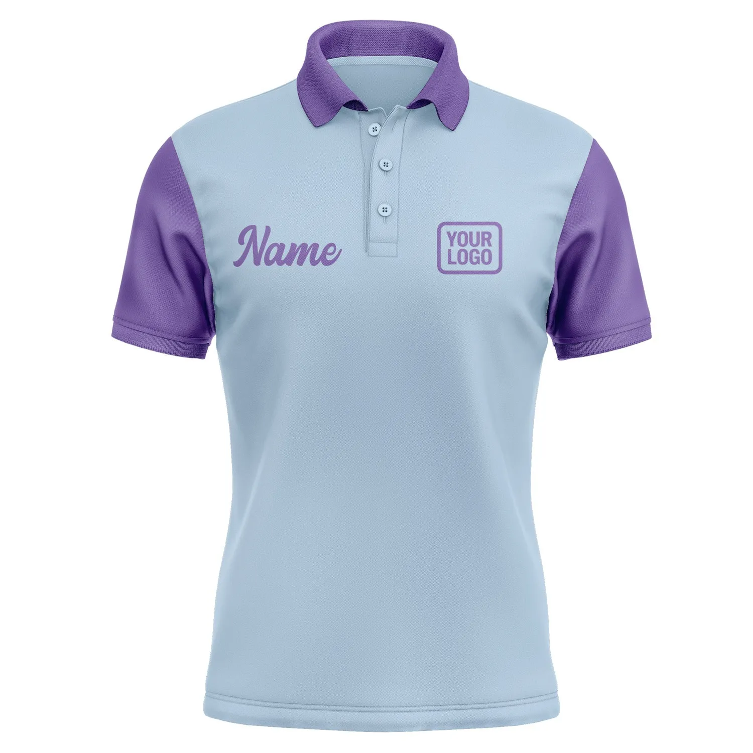 Custom Light Blue Light Purple Short-Sleeve Polo Shirt
