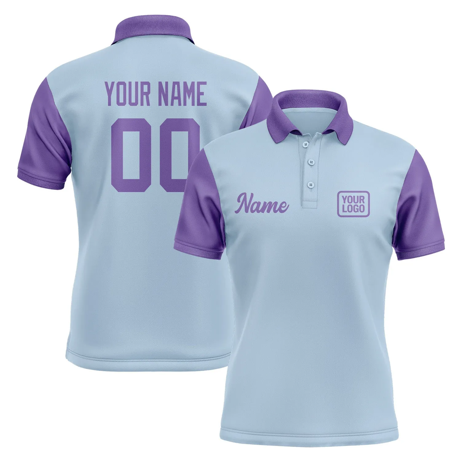 Custom Light Blue Light Purple Short-Sleeve Polo Shirt
