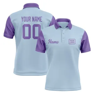 Custom Light Blue Light Purple Short-Sleeve Polo Shirt