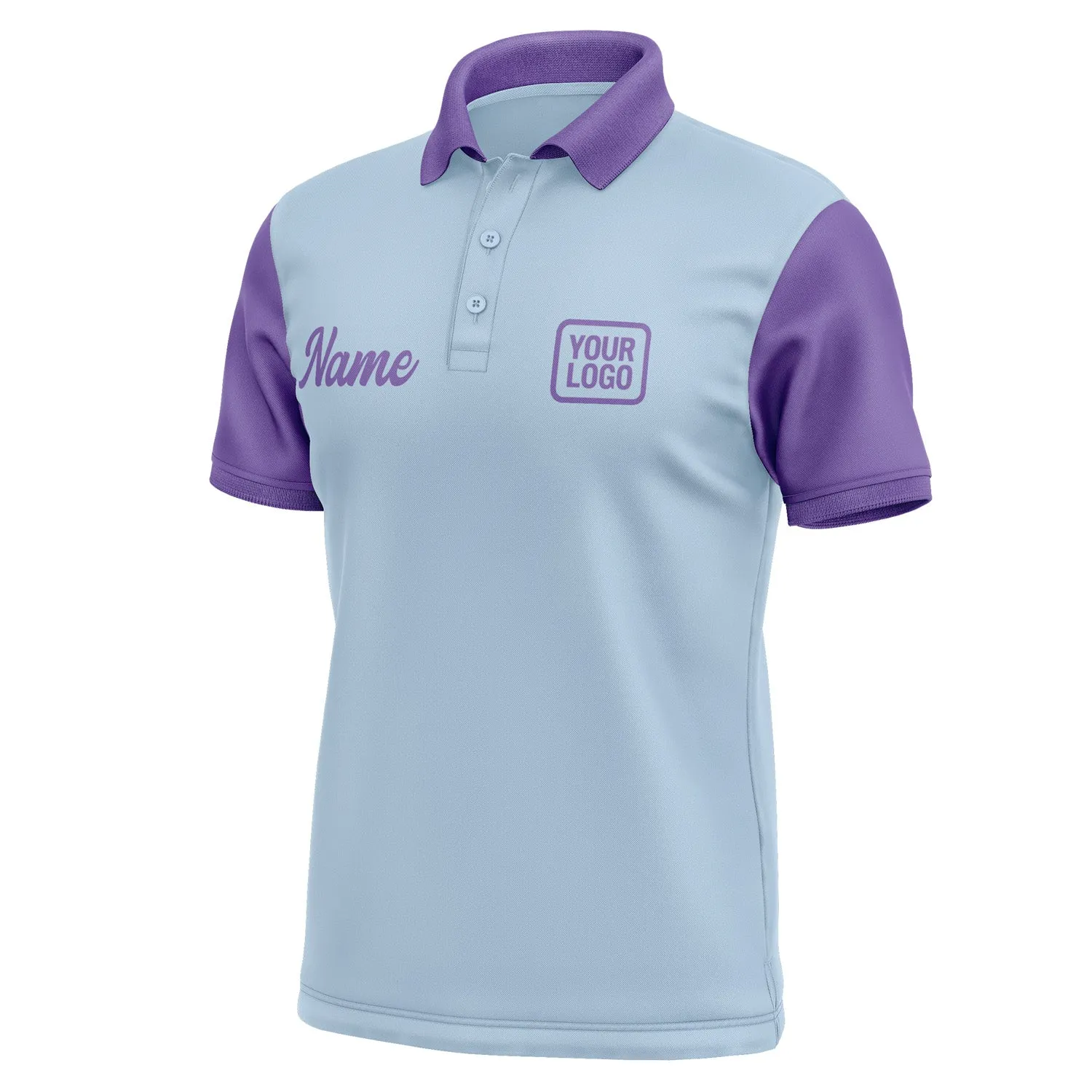 Custom Light Blue Light Purple Short-Sleeve Polo Shirt
