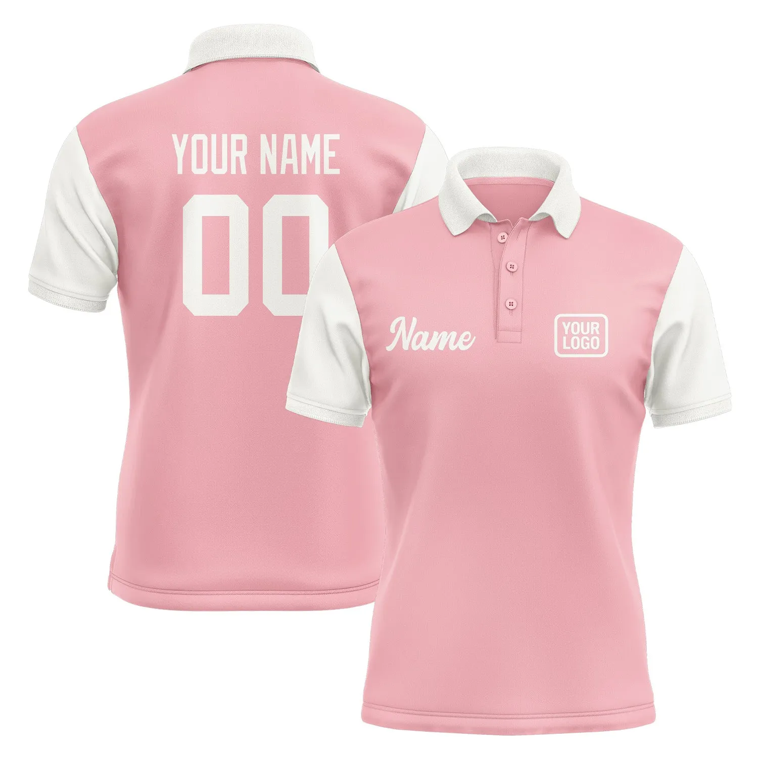 Custom Light Pink White Short-Sleeve Polo Shirt