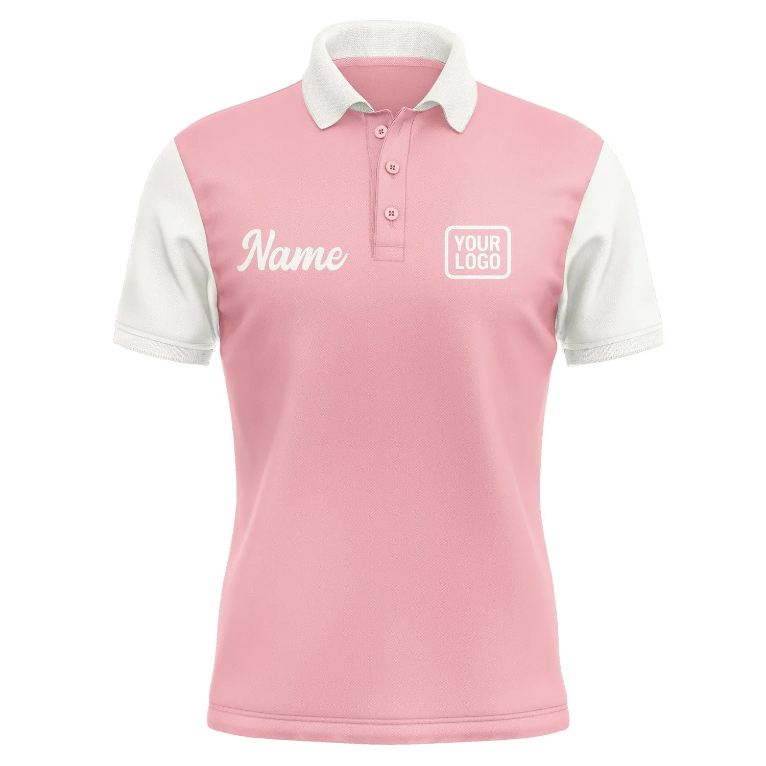 Custom Light Pink White Short-Sleeve Polo Shirt