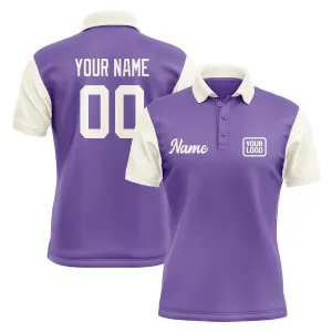 Custom Light Purple Cream Short-Sleeve Polo Shirt