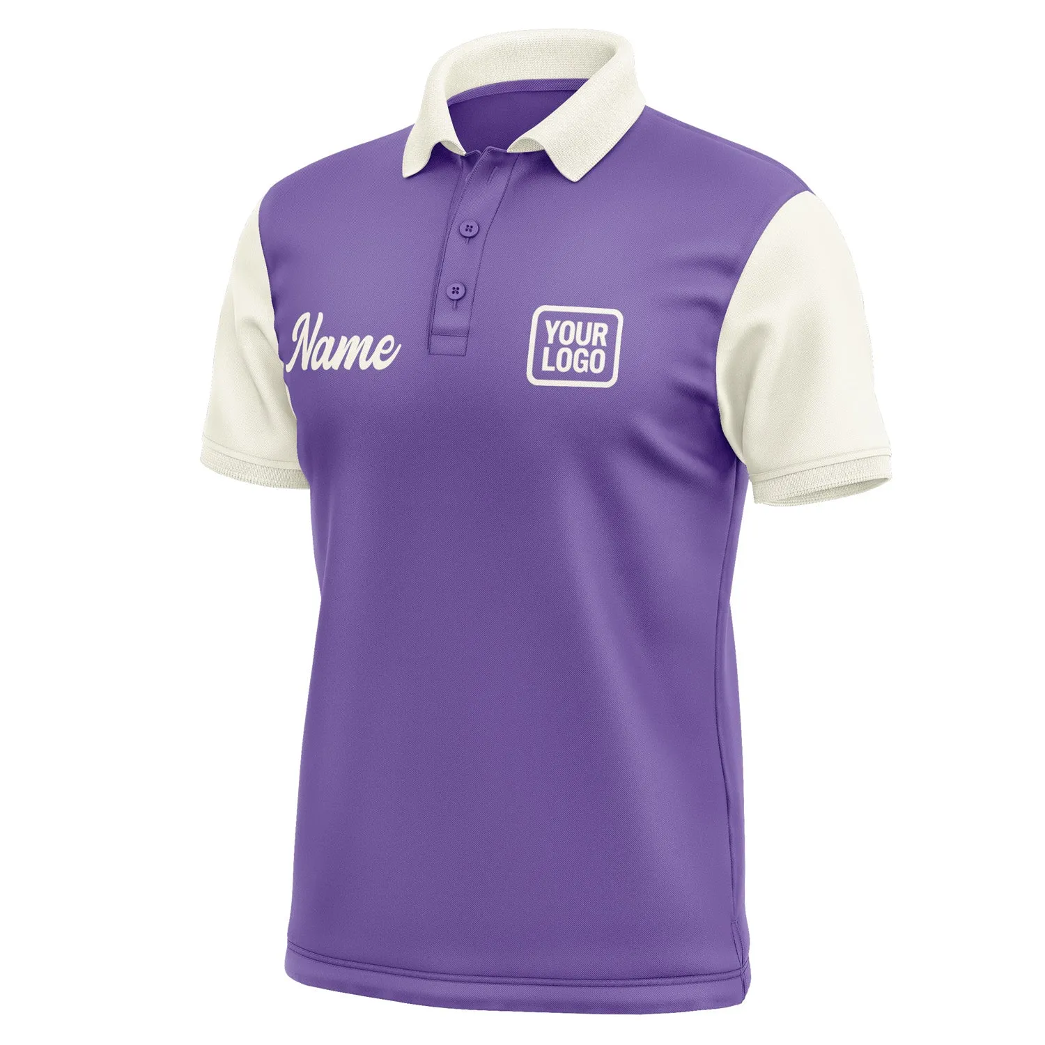 Custom Light Purple Cream Short-Sleeve Polo Shirt