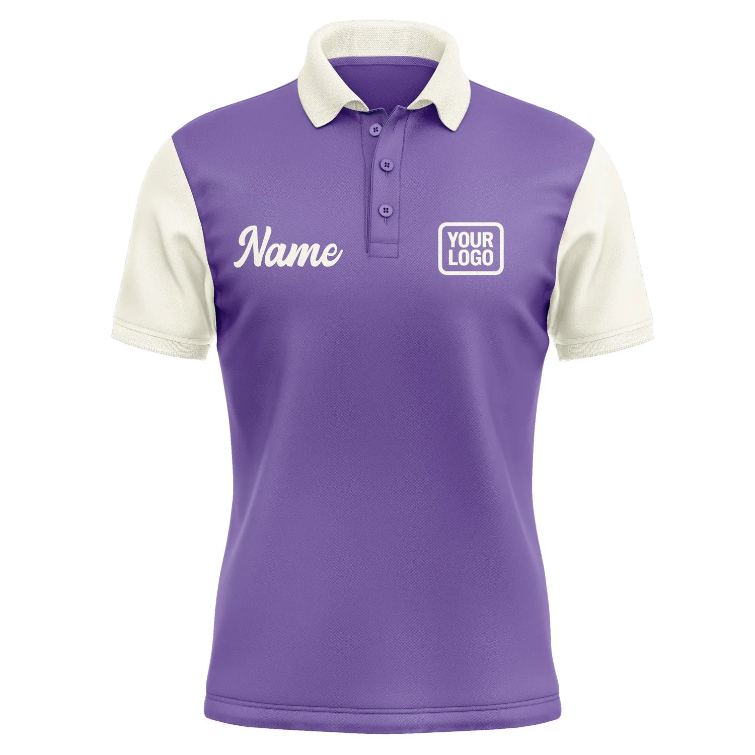 Custom Light Purple Cream Short-Sleeve Polo Shirt