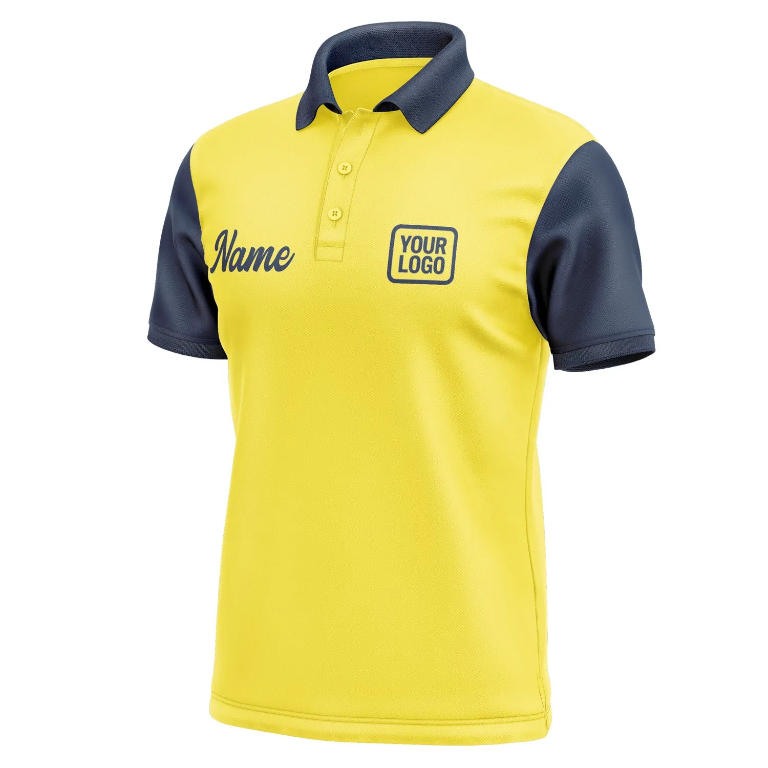 Custom Light Yellow Blue Short-Sleeve Polo Shirt