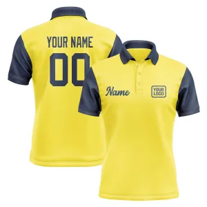 Custom Light Yellow Blue Short-Sleeve Polo Shirt