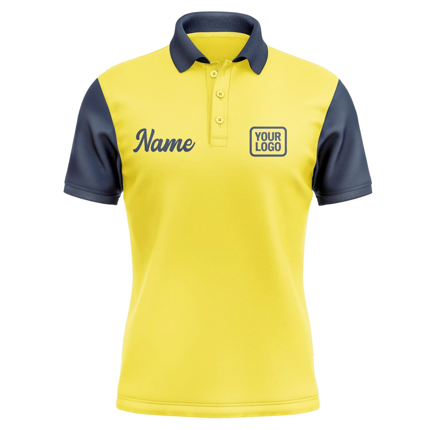 Custom Light Yellow Blue Short-Sleeve Polo Shirt