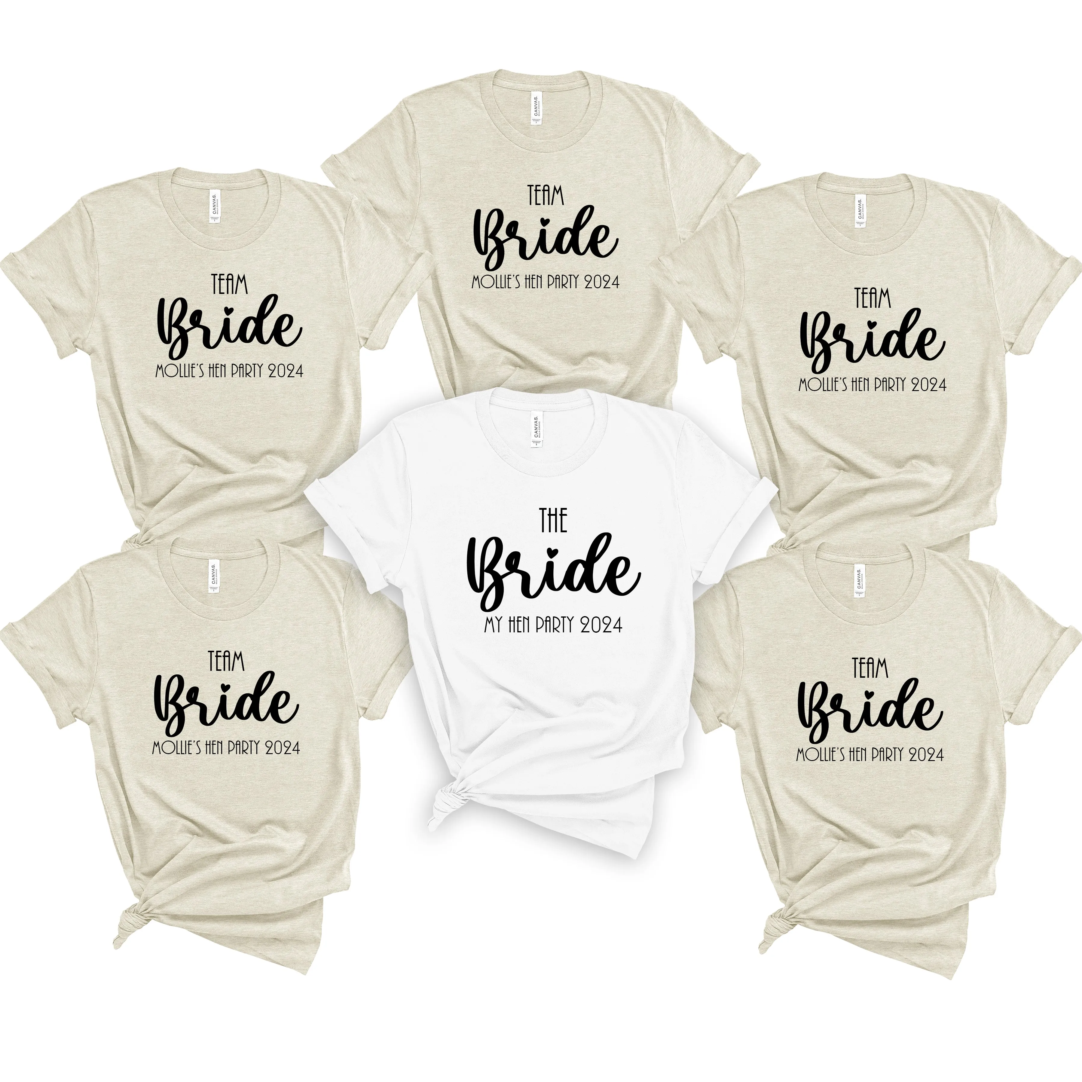 Custom Made Personalised Team Bride T Shirts