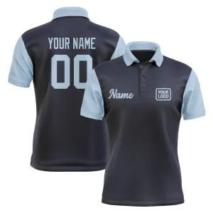 Custom Navy Light Blue Short-Sleeve Polo Shirt