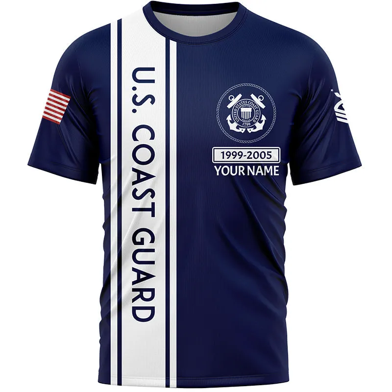 Custom Navy U.S Coast Guard Military Rank Veteran Name T-Shirt