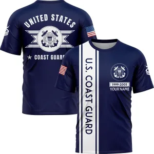 Custom Navy U.S Coast Guard Military Rank Veteran Name T-Shirt