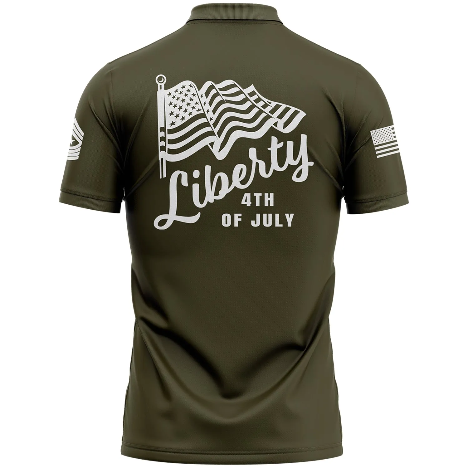 Custom Olive American Flag Military Rank Name Independence Day Golf Polo Shirt