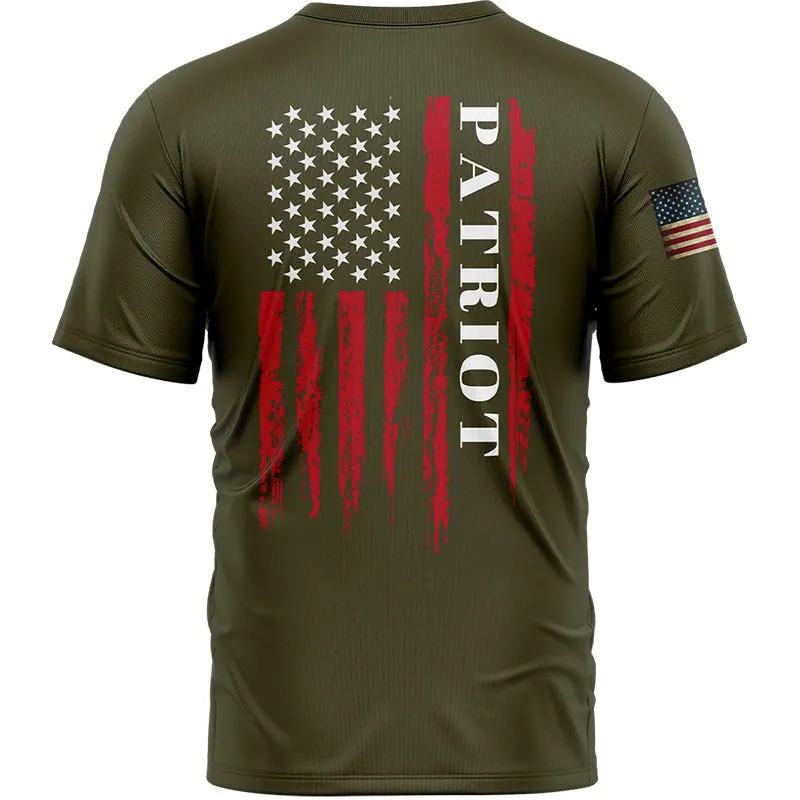 Custom Olive American Patriot Name T-Shirt