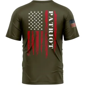 Custom Olive American Patriot Name T-Shirt