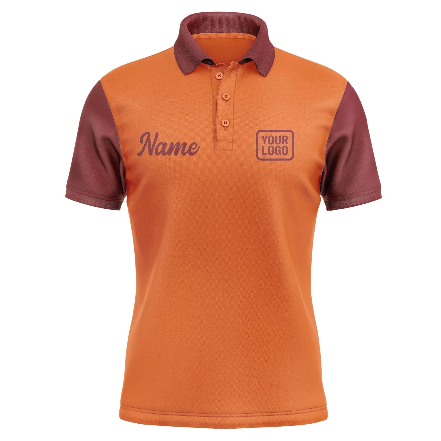 Custom Orange Crimson Red Short-Sleeve Polo Shirt