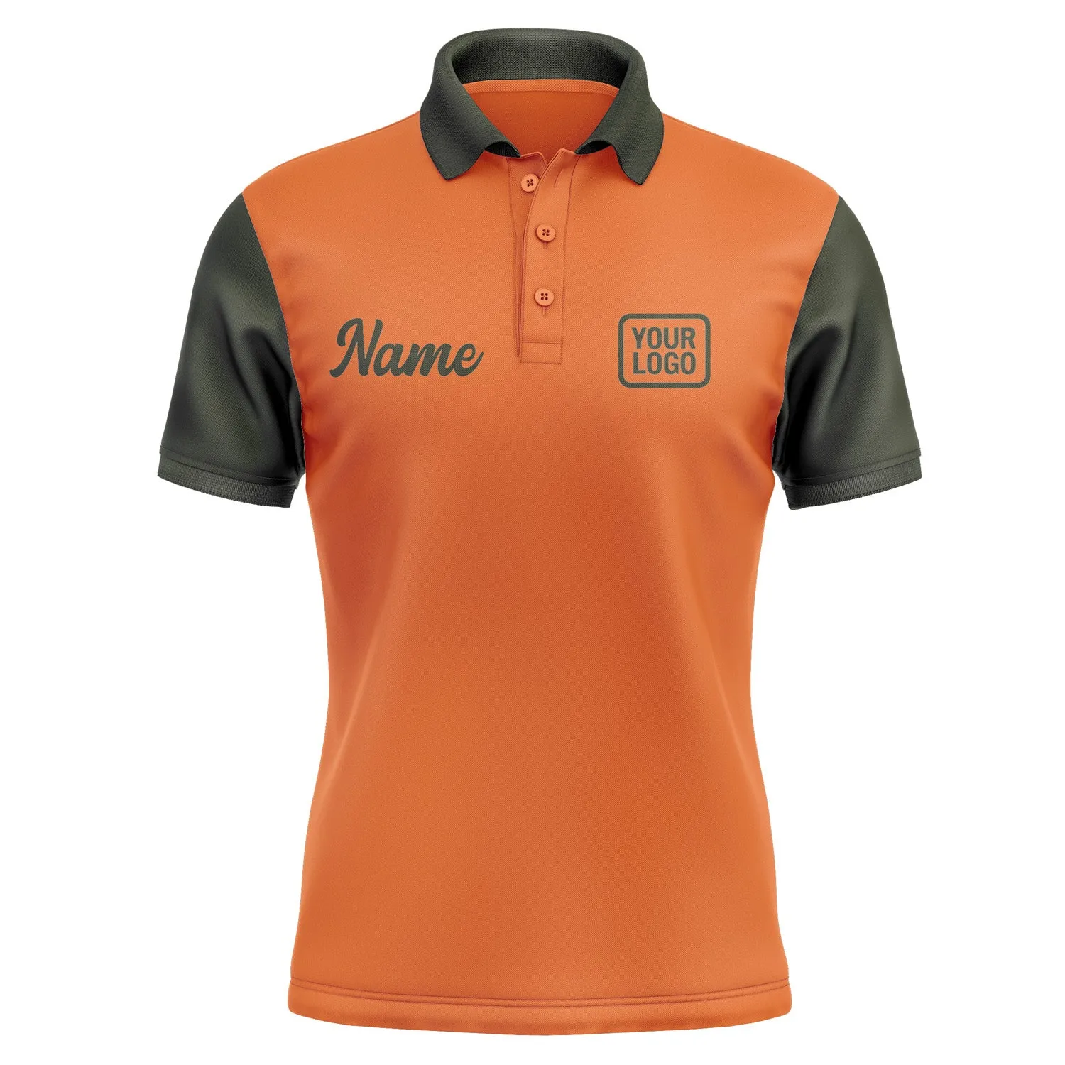 Custom Orange Olive Short-Sleeve Polo Shirt
