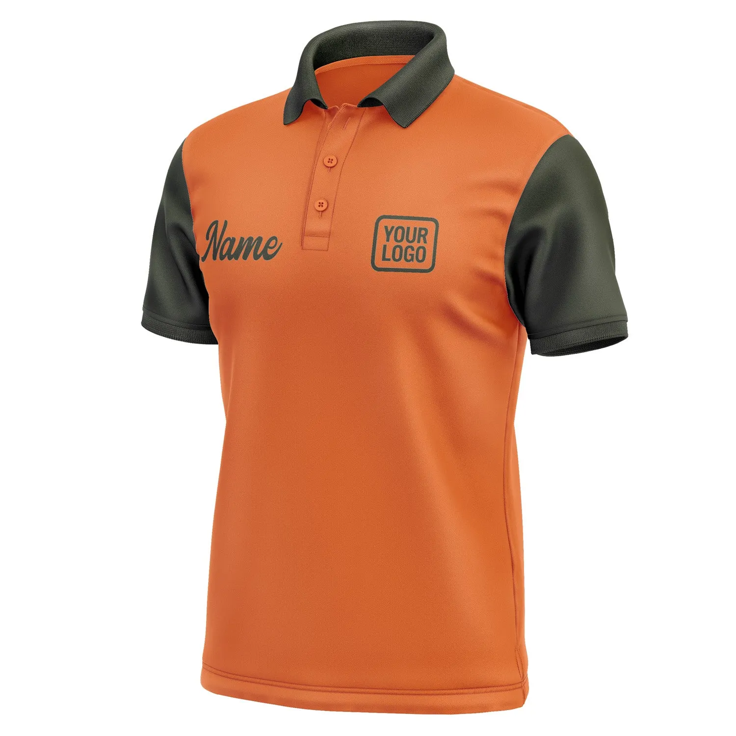 Custom Orange Olive Short-Sleeve Polo Shirt