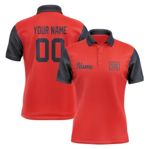 Custom Orange Red Navy Short-Sleeve Polo Shirt