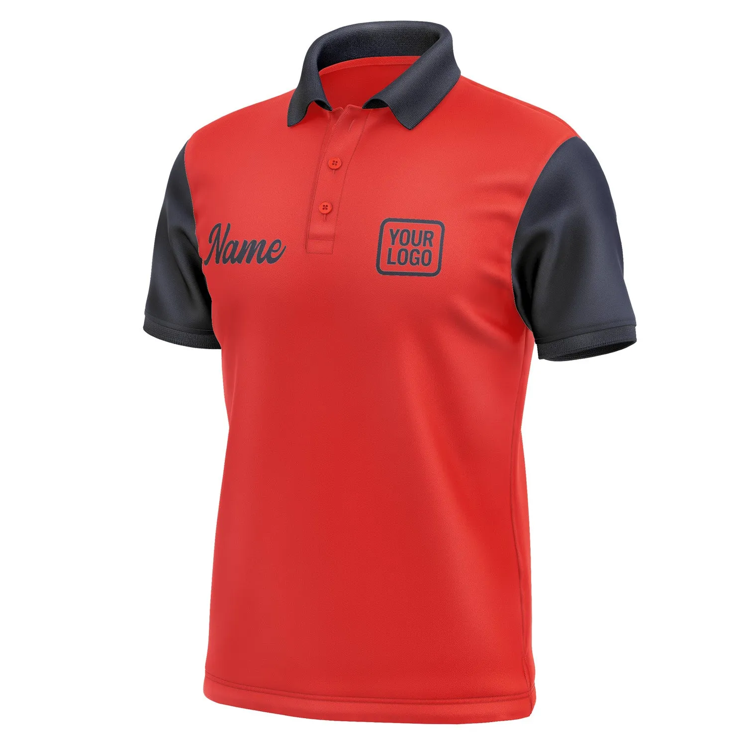 Custom Orange Red Navy Short-Sleeve Polo Shirt