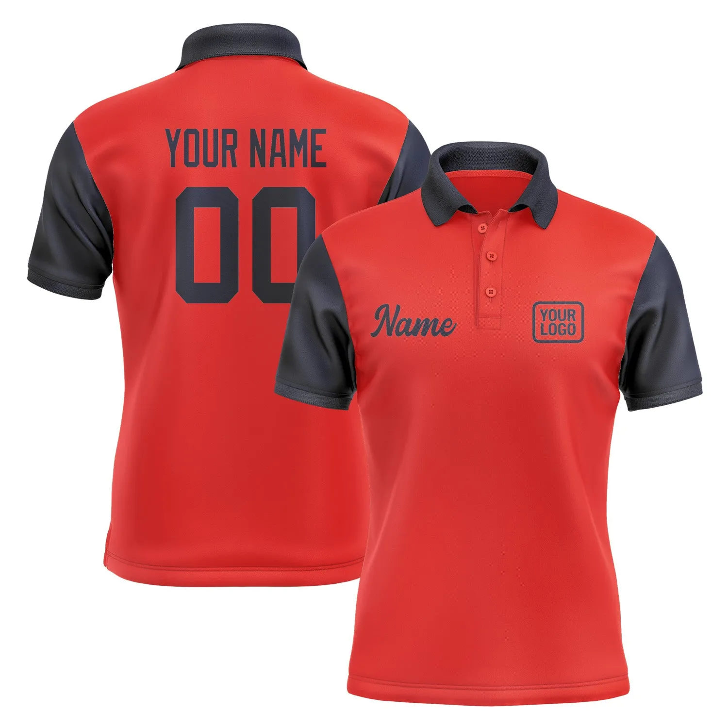 Custom Orange Red Navy Short-Sleeve Polo Shirt