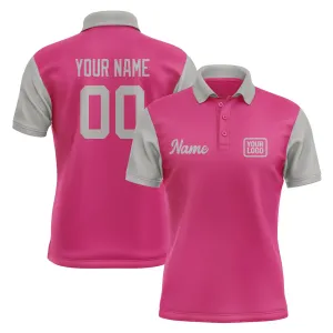 Custom Pink Gray Short-Sleeve Polo Shirt