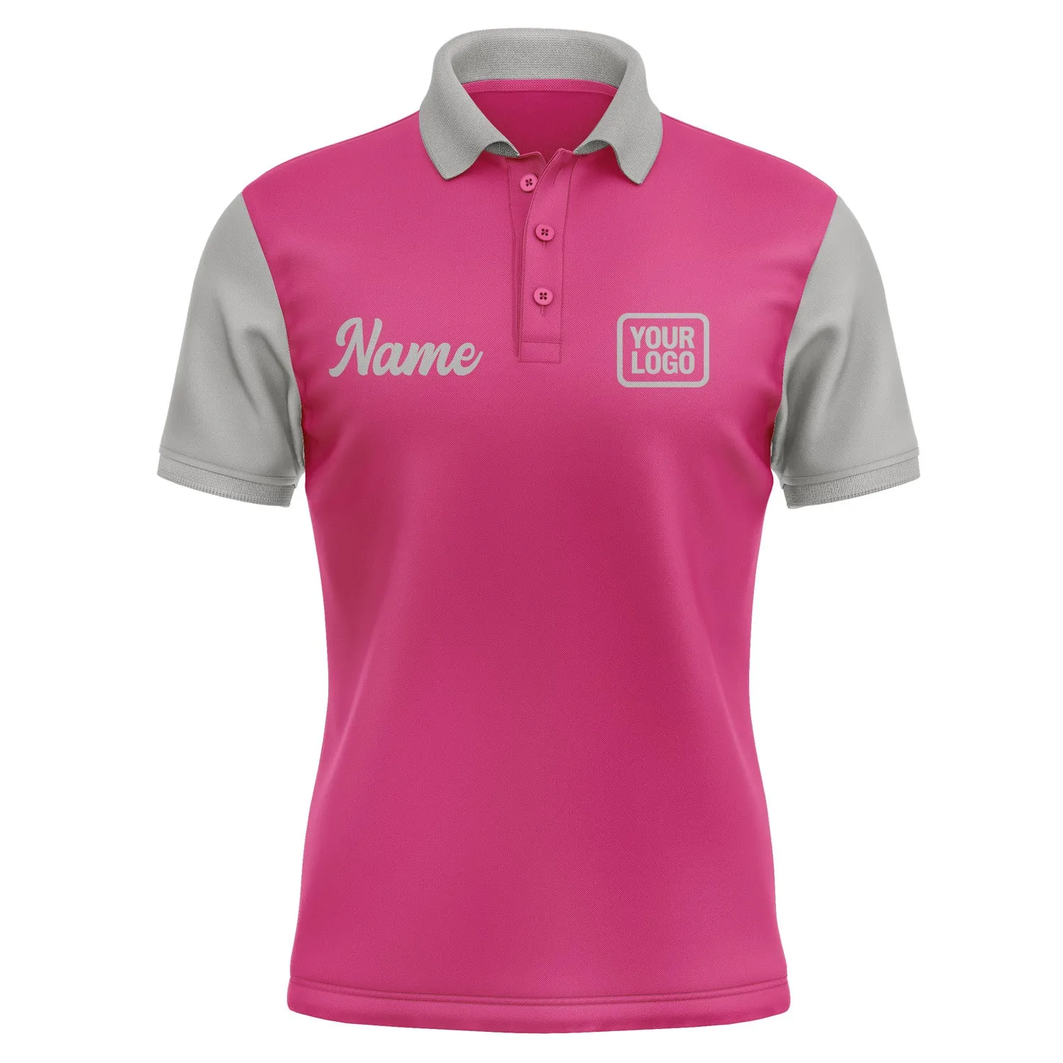 Custom Pink Gray Short-Sleeve Polo Shirt