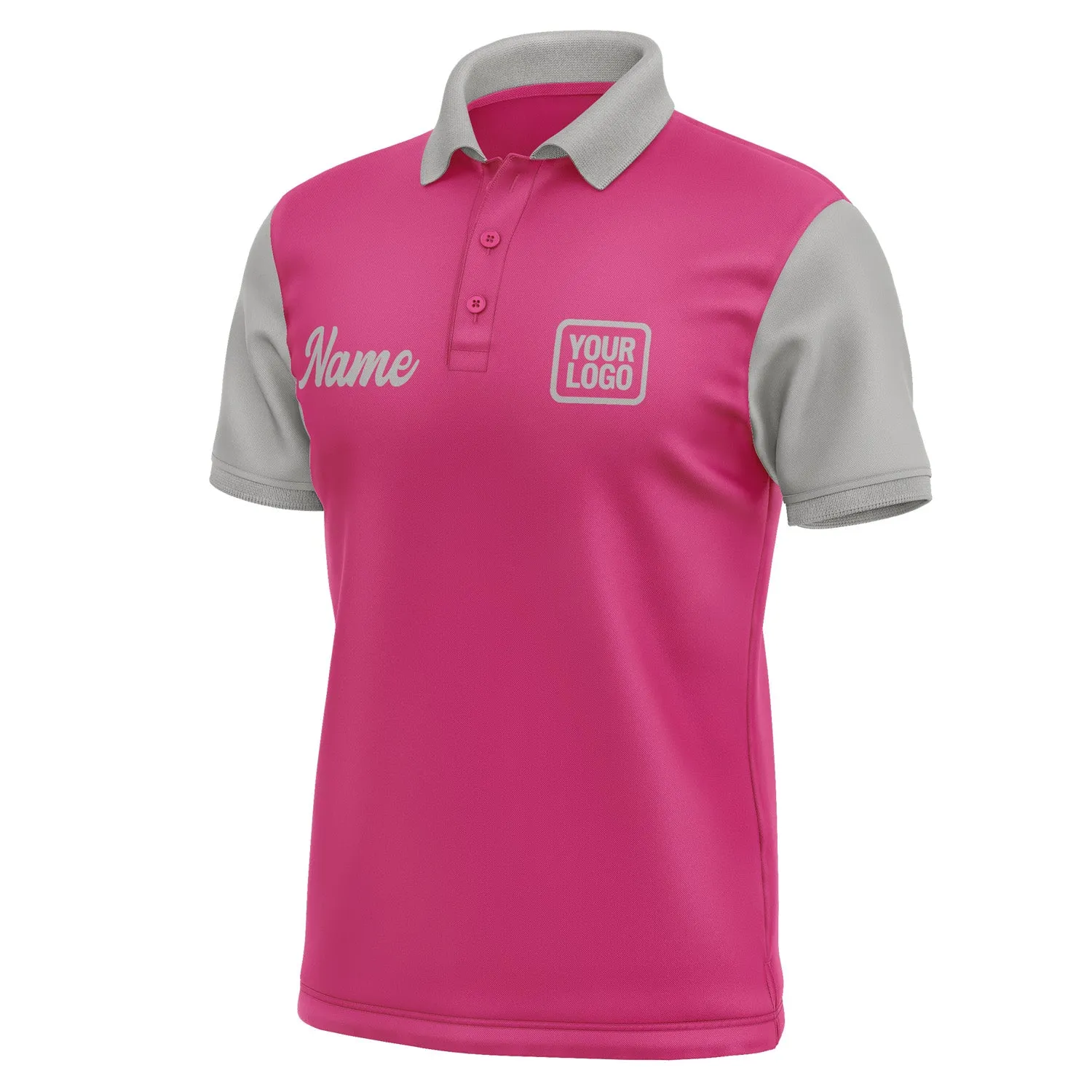 Custom Pink Gray Short-Sleeve Polo Shirt
