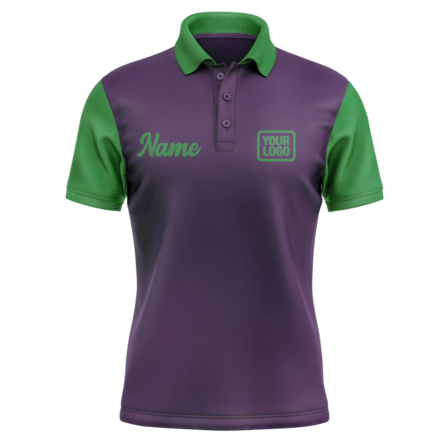 Custom Purple Emerald Green Short-Sleeve Polo Shirt