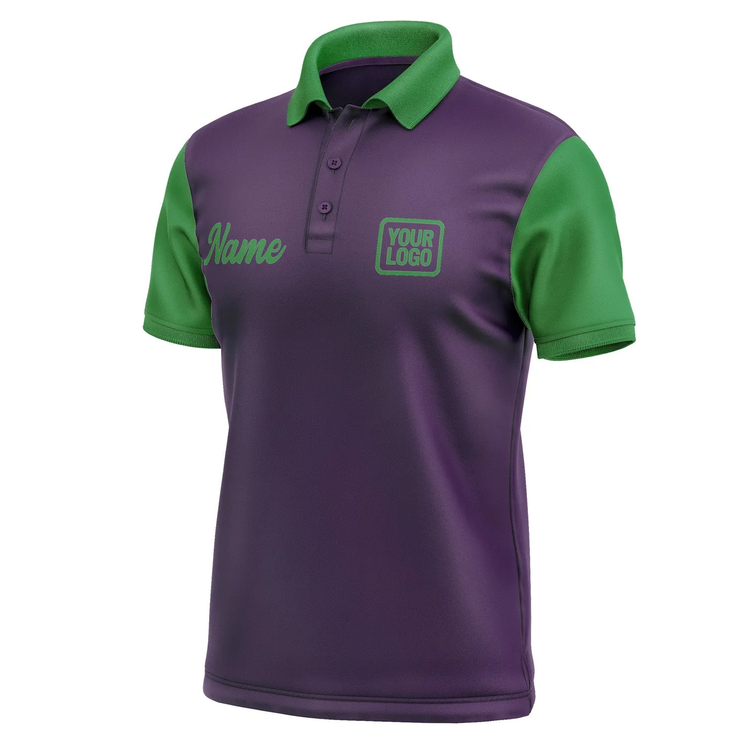Custom Purple Emerald Green Short-Sleeve Polo Shirt