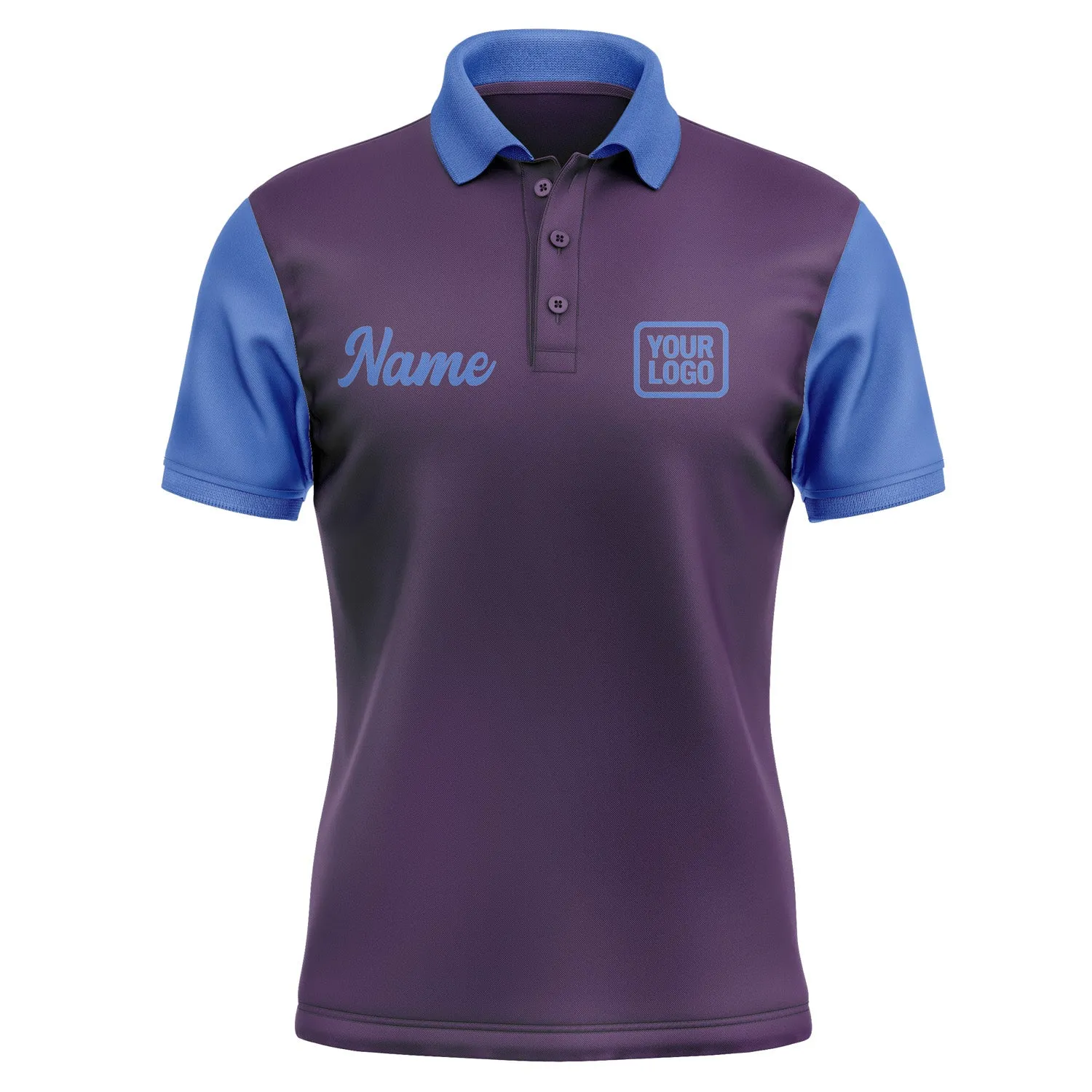 Custom Purple Sky Blue Short-Sleeve Polo Shirt