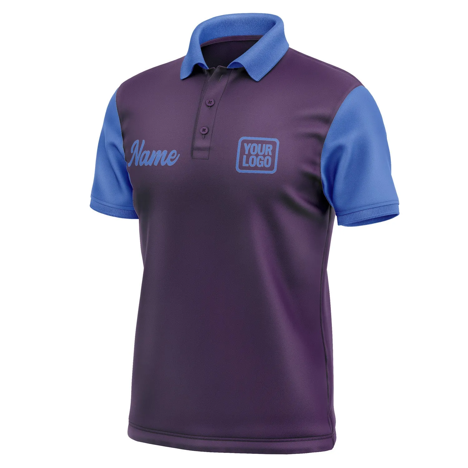 Custom Purple Sky Blue Short-Sleeve Polo Shirt