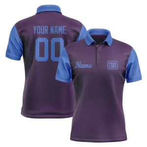 Custom Purple Sky Blue Short-Sleeve Polo Shirt