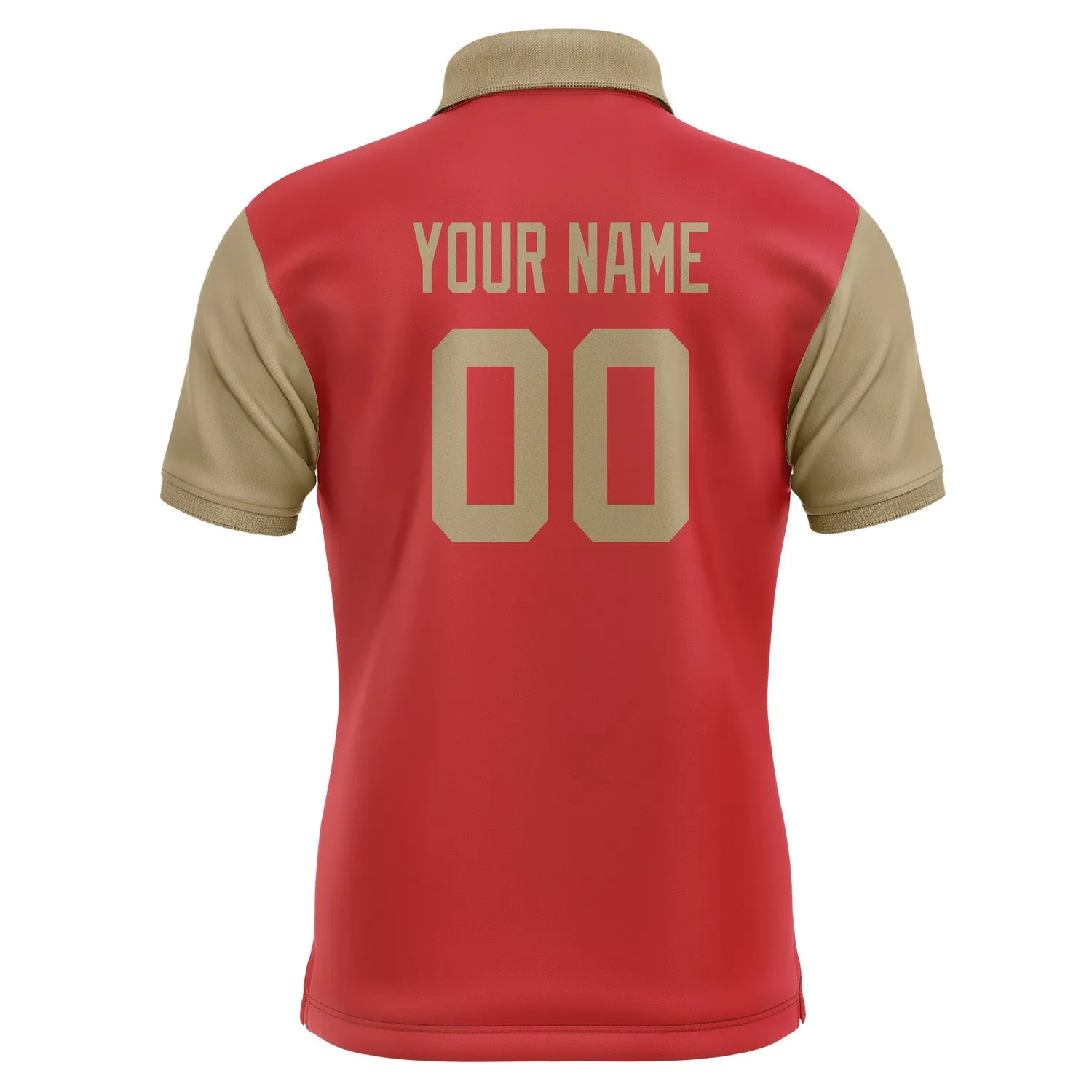 Custom Red Light Khaki Short-Sleeve Polo Shirt
