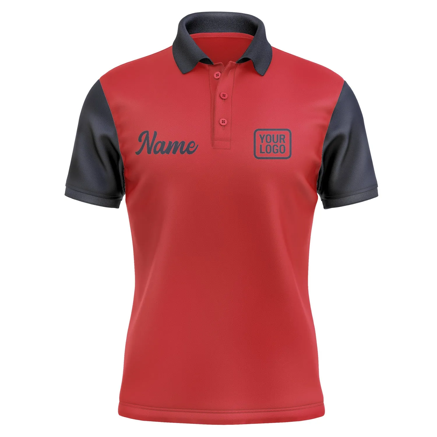 Custom Red Navy Short-Sleeve Polo Shirt