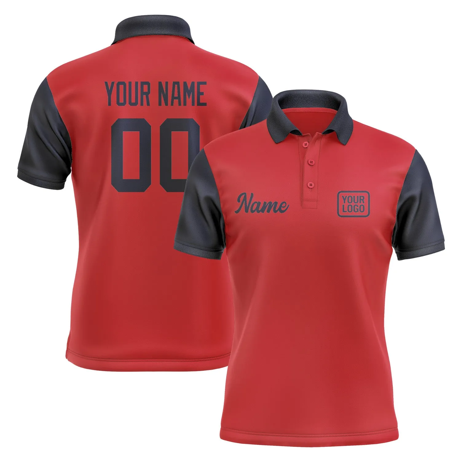 Custom Red Navy Short-Sleeve Polo Shirt